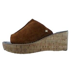 Sam Edelman Ranger Cork Platform Open Toe Suede Top Logo Slip -On Sandals 7.5